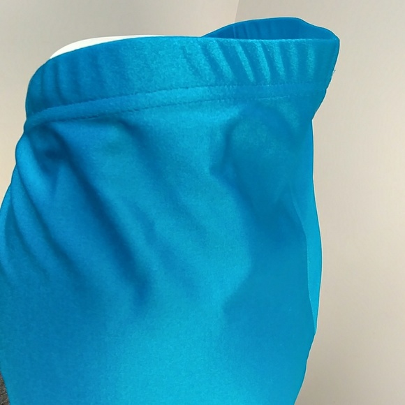 VTG 80s Spandex Yoga athletic shorts neon blue - Picture 2 of 4